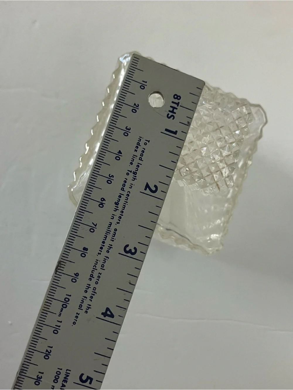 Vintage MCM Clear Glass Square Decanter with Cut Pattern